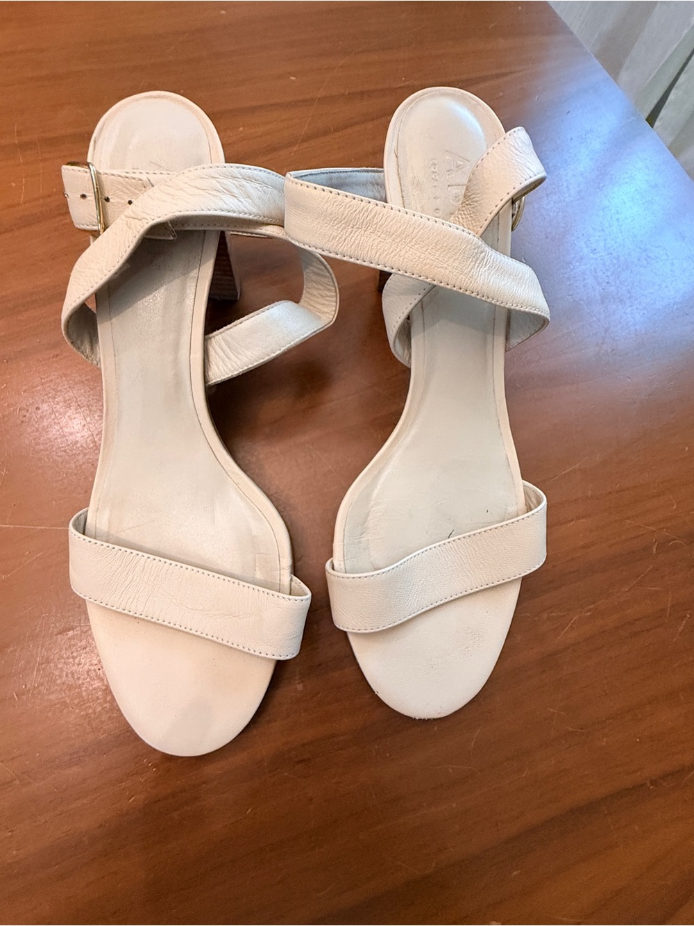 ABLE Women’s Cream Strappy Block Heel Sandals